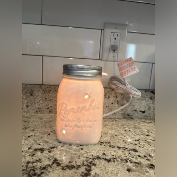 Scentsy Mason Jar Chasing Butterflies Light Blue Wax Warmer - Picture 2 of 9
